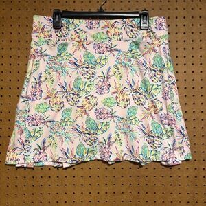 Emerald 18 Skort Medium Pink Pineapple Tropical Print Golf Tennis Athletic Mini